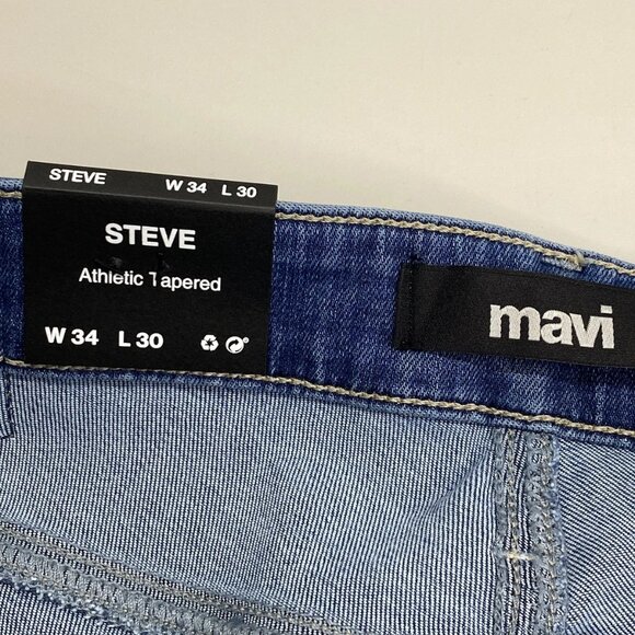 Mavi Men's Steve Athletic Fit Jeans – Size 34x30 – Blue Tapered Leg - Picture 6 of 10